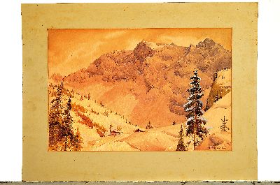 26958270k - Willy Krause, 1875-1925 München, Aquarell, Winterlandschaft, Blick auf die ...