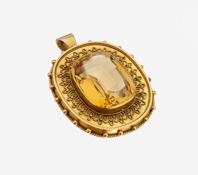 Image 26958337 - 14 kt Gold Citrin-Anhänger, GG 585/000 gepr., qualitätvolle ...