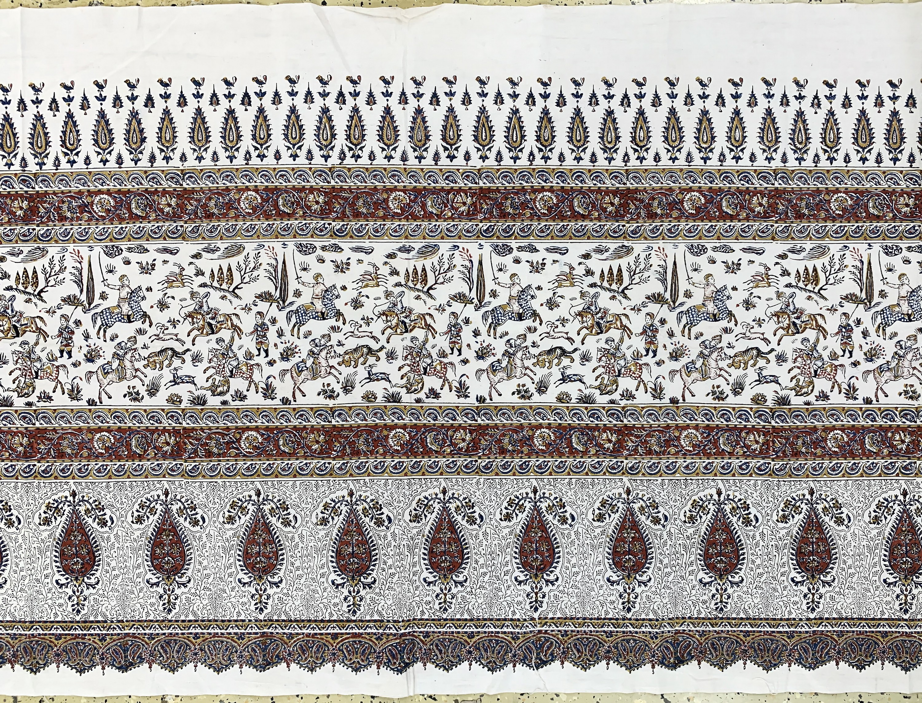 Detail b: 4 Lots Ghalamkar, Esfahan, Perisen, signiert, Mitte 20.Jhd, Stoff-bedruckt, ca. 273 x 85 cm, ca. 187.86 cm, ca. 56 x 54 cm, ca. 118 x 118 cm, ...