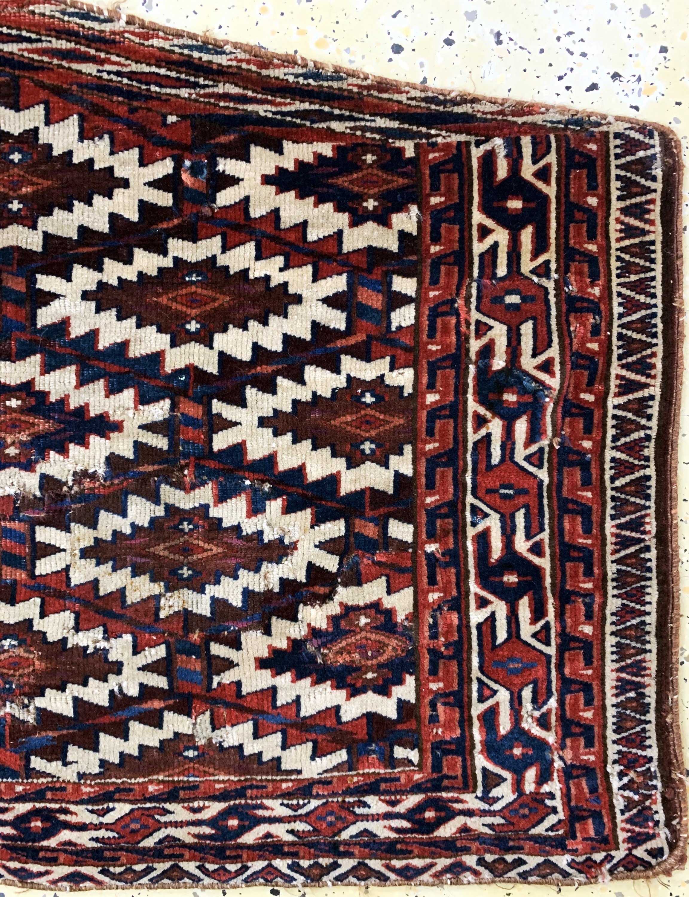 Detail i: 5 Lots antike Turkmenen, Turkmenistan, 19.Jhd, Wolle auf Wolle, Asmalyk, ca. 110 x 62cm, EHZ: 3-4