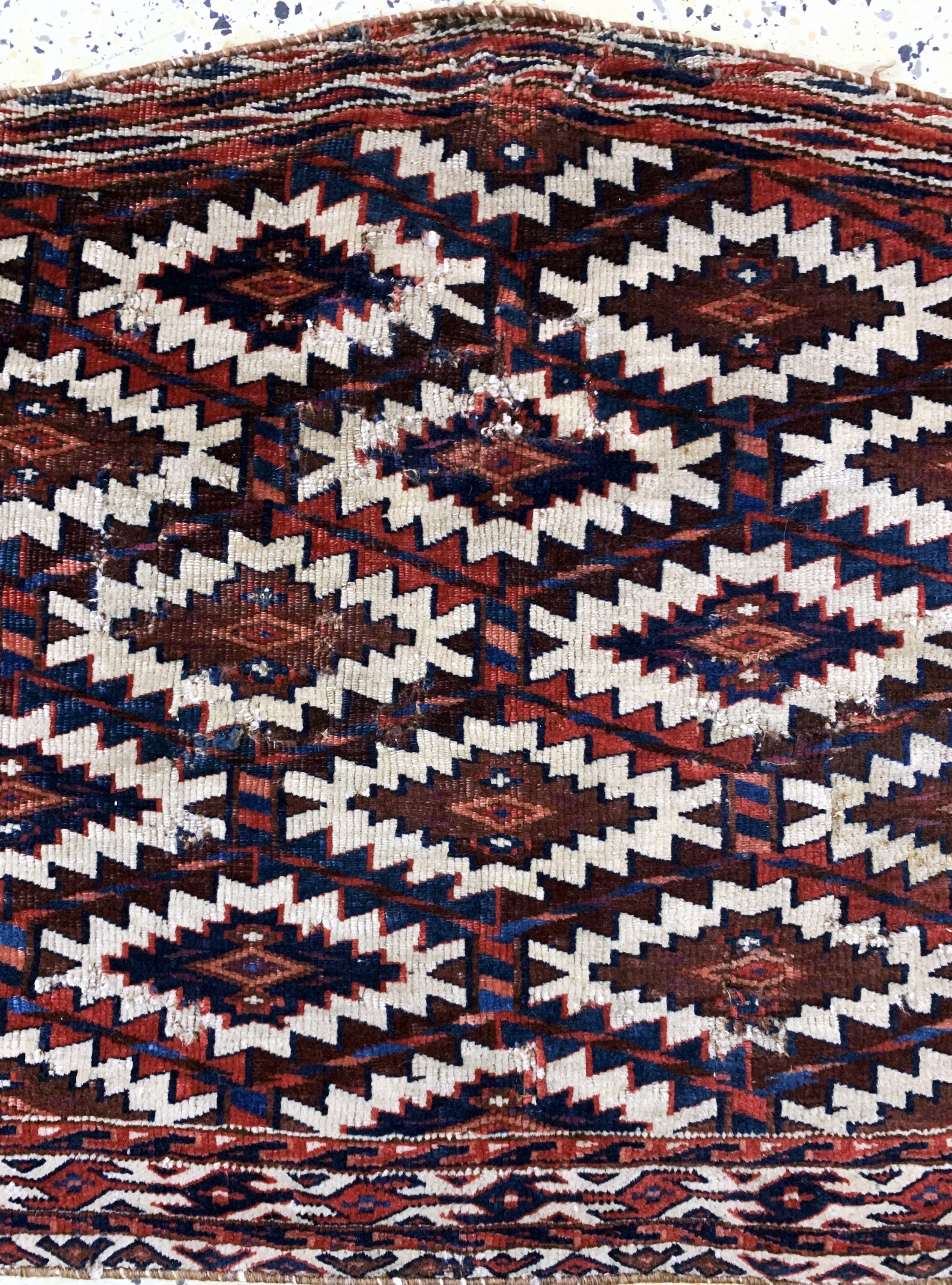 Detail j: 5 Lots antike Turkmenen, Turkmenistan, 19.Jhd, Wolle auf Wolle, Asmalyk, ca. 110 x 62cm, EHZ: 3-4