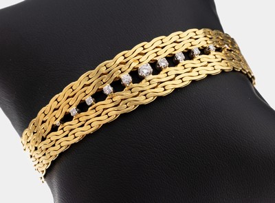 Image 26958425 - 18 kt Gold Brillant-Armband, GG/WG 750/000,9 in WG gefasste Brillanten zus. ca. 0.21 ct ...