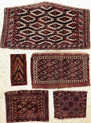 Image 5 Lots antike Turkmenen, Turkmenistan, 19.Jhd, Wolle auf Wolle, Asmalyk, ca. 110 x ...