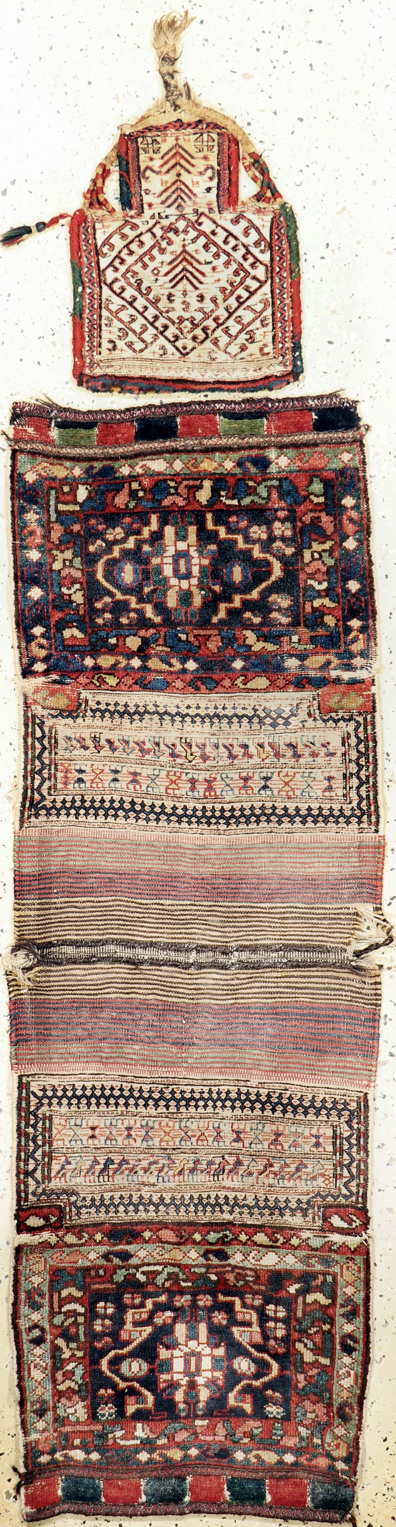 2 Lots Luri, Persien, Salztasche & Tasche, 19.Jhd, Wolle auf Wolle, ca. 178 x 59 cm, ca. 43 x 36 cm, EHZ: 3