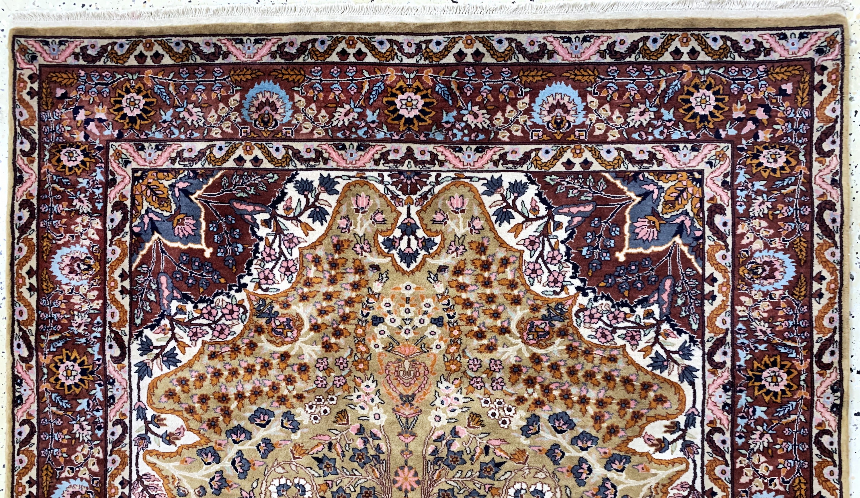 Detail a: Lahor fein, Pakistan, Mitte 20.Jhd, Korkwolle auf Baumwolle, ca. 222 x 139 cm, EHZ: 1-2