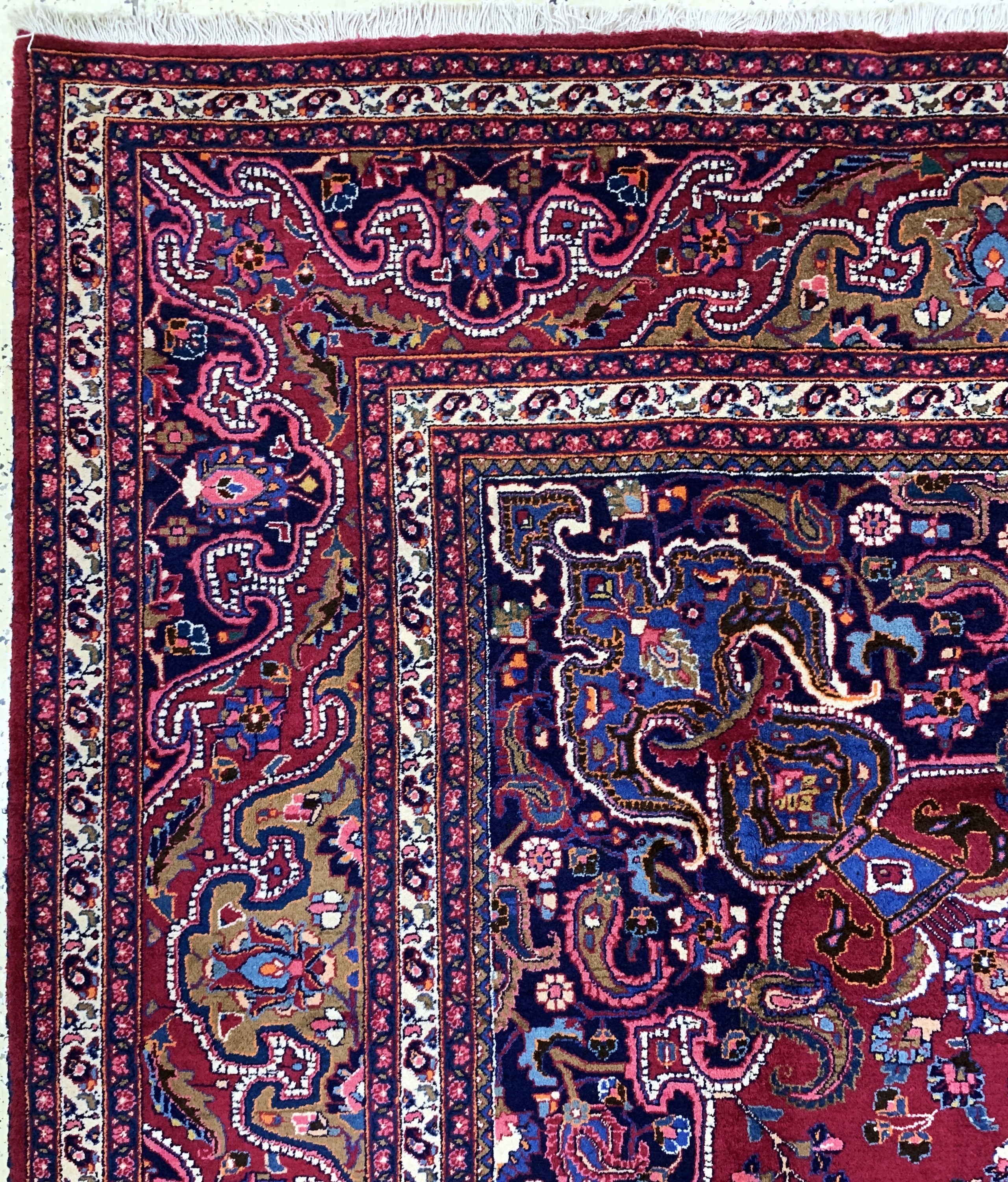 Detail d: Mesched, Persien, Mitte 20.Jhd, Wolle auf Baumwolle, ca. 402 x 307 cm, EHZ: 1-2
