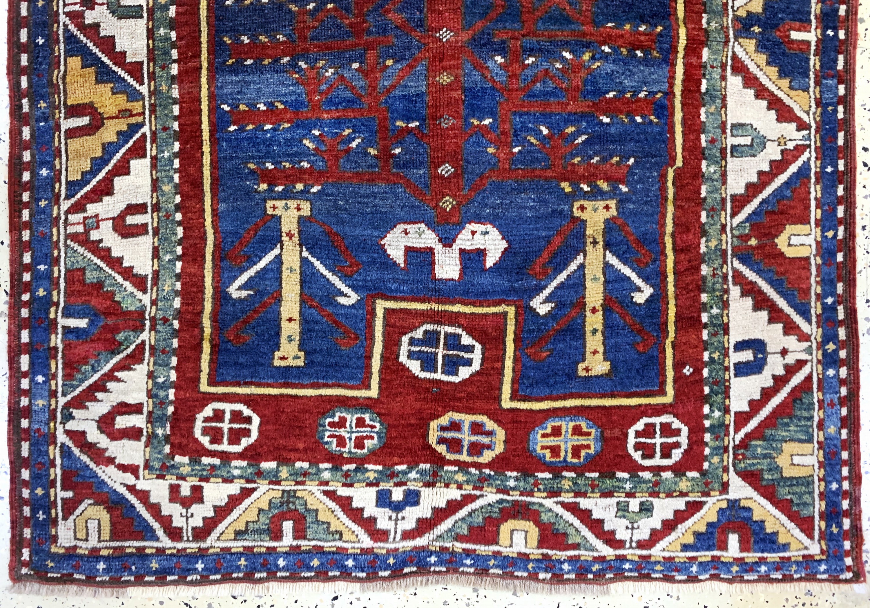 Detail c: "Fachalo"Kazak antik, Kaukasus, 19.Jhd, Wolle auf Wolle, ca. 145 x 115 cm, EHZ: 2(fachkundig restauriert)