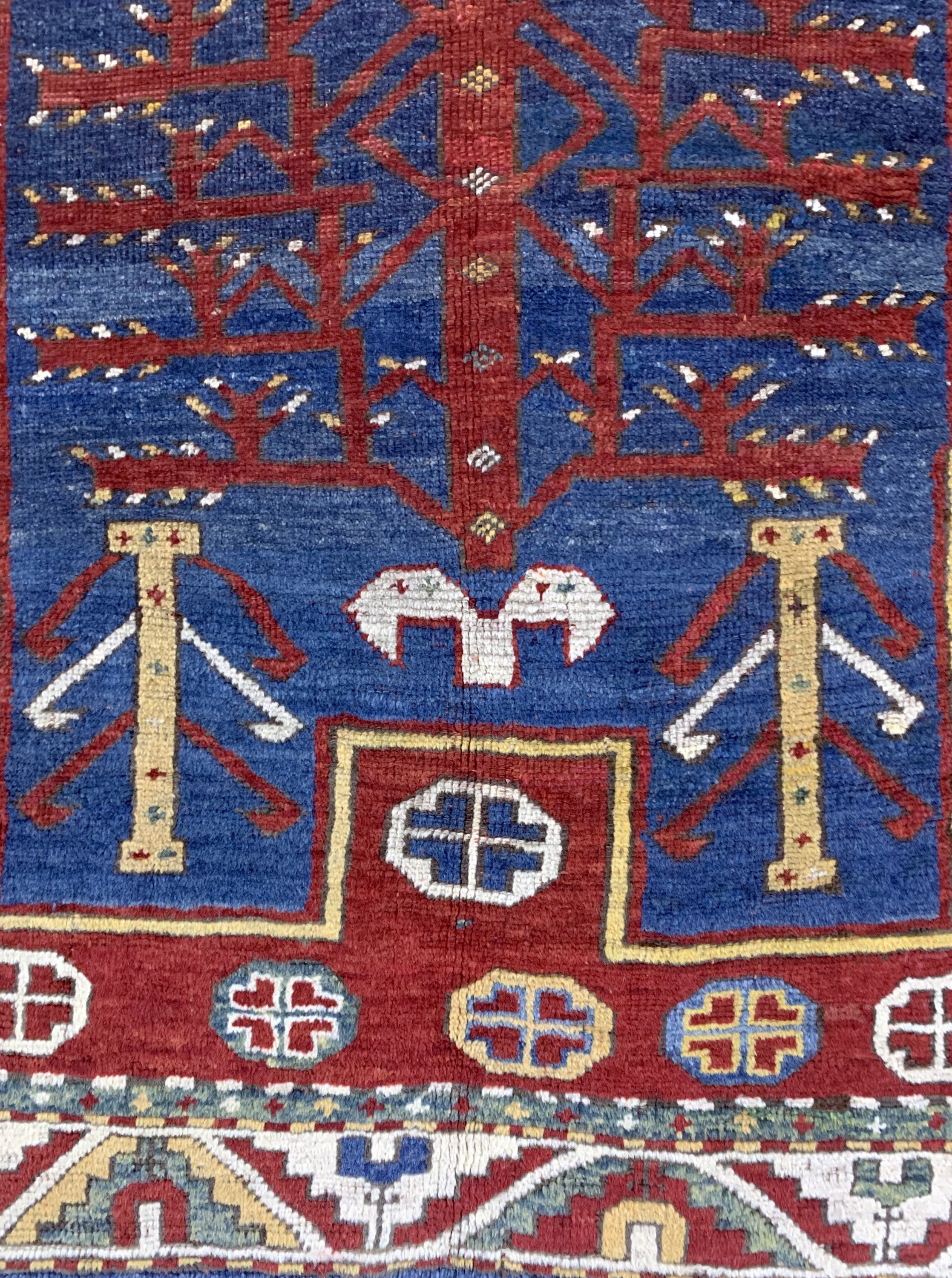 Detail d: "Fachalo"Kazak antik, Kaukasus, 19.Jhd, Wolle auf Wolle, ca. 145 x 115 cm, EHZ: 2(fachkundig restauriert)