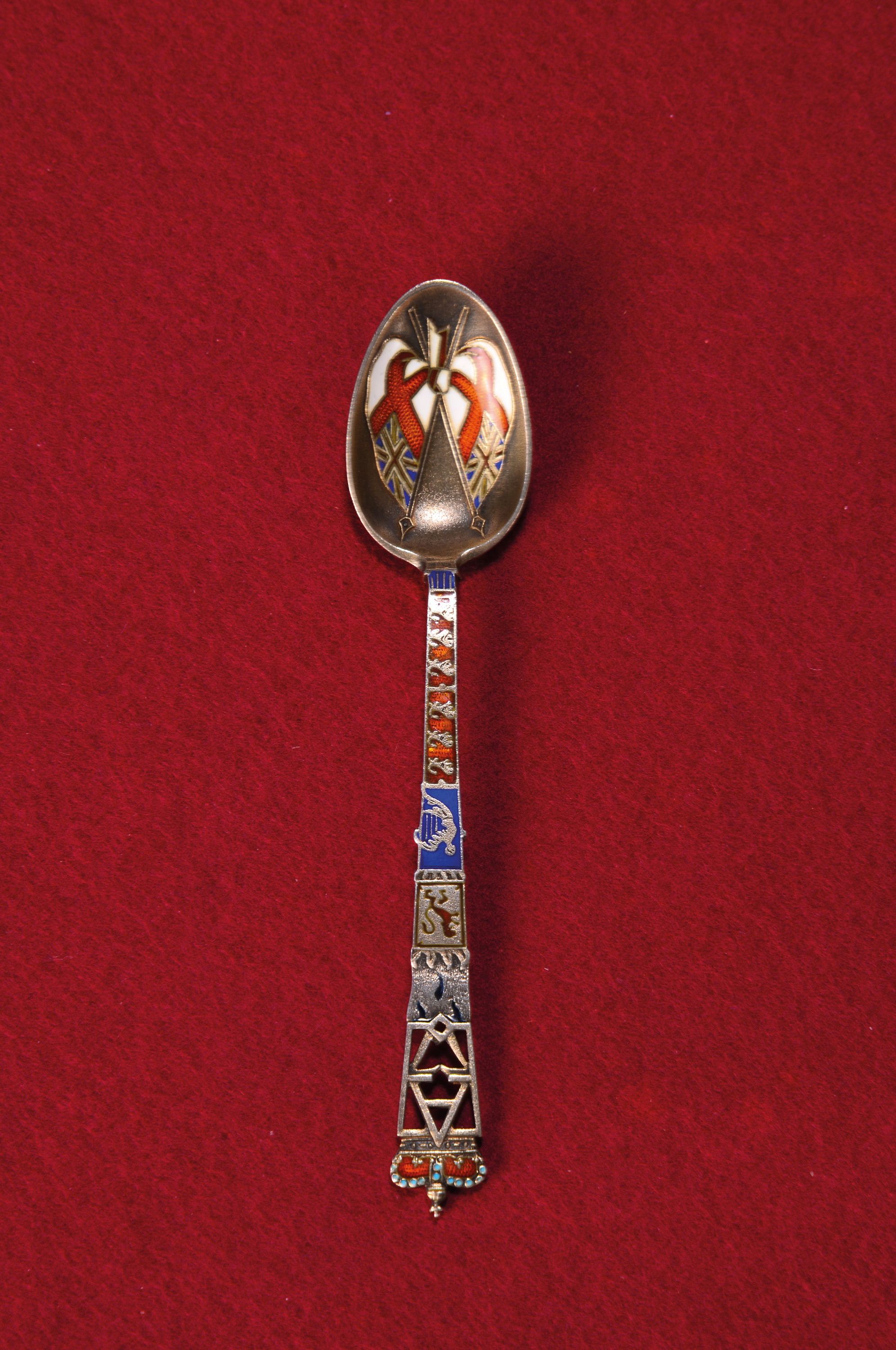 Image 26958750 - Silberlöffel mit Emaildekor, Peter Hertz, Kopenhagen, nach 1893, 925er-Silber, gemarkt ...