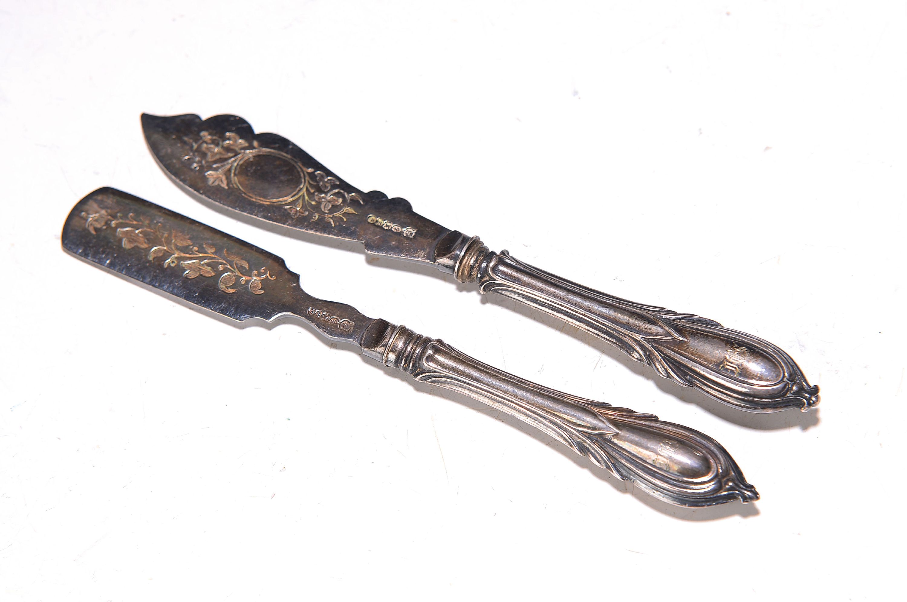 Image 26958752 - Butter- und Käsemesser, wohl Dänemark, 19.Jh. , Silber, 107g