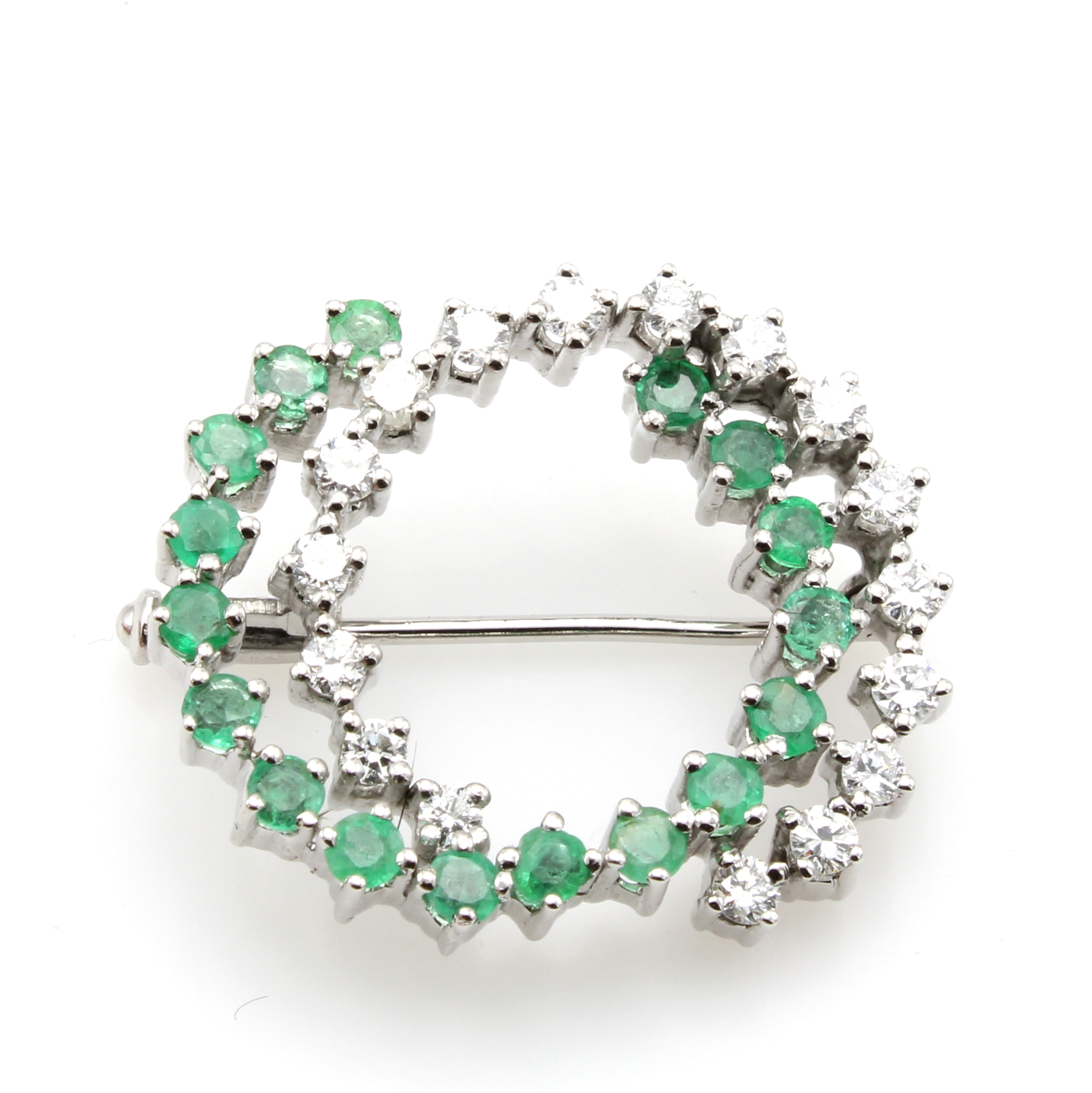 Image 26958773 - Brosche mit Smaragden und Brillanten, WG 585/000, Brill. zus. ca. 0.50 ct Weiß/si u. ...