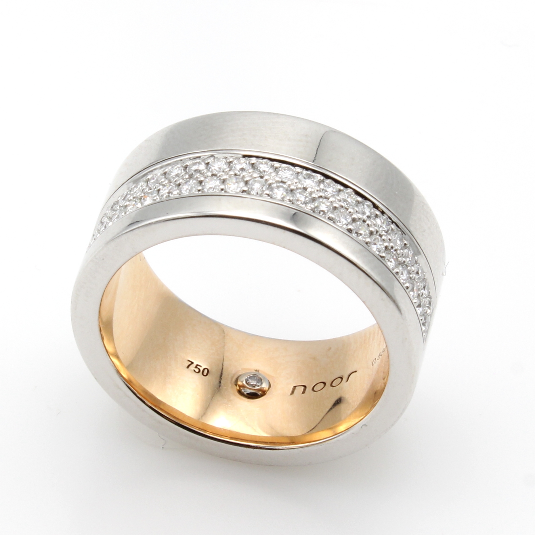 Image 26958785 - Ring mit Brillanten, WG/RG 750/000, Brill. in 2 Reihen gef. zus. ca. 0.58 ct Weiß/si, ...