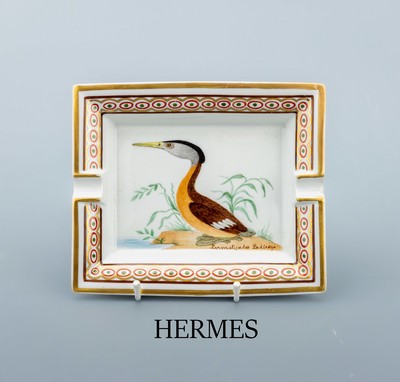 Image 26958779 - HERMES Aschenbecher, Porzellan, weißer Fond mit Darstellung eines Haubentauchers, ...