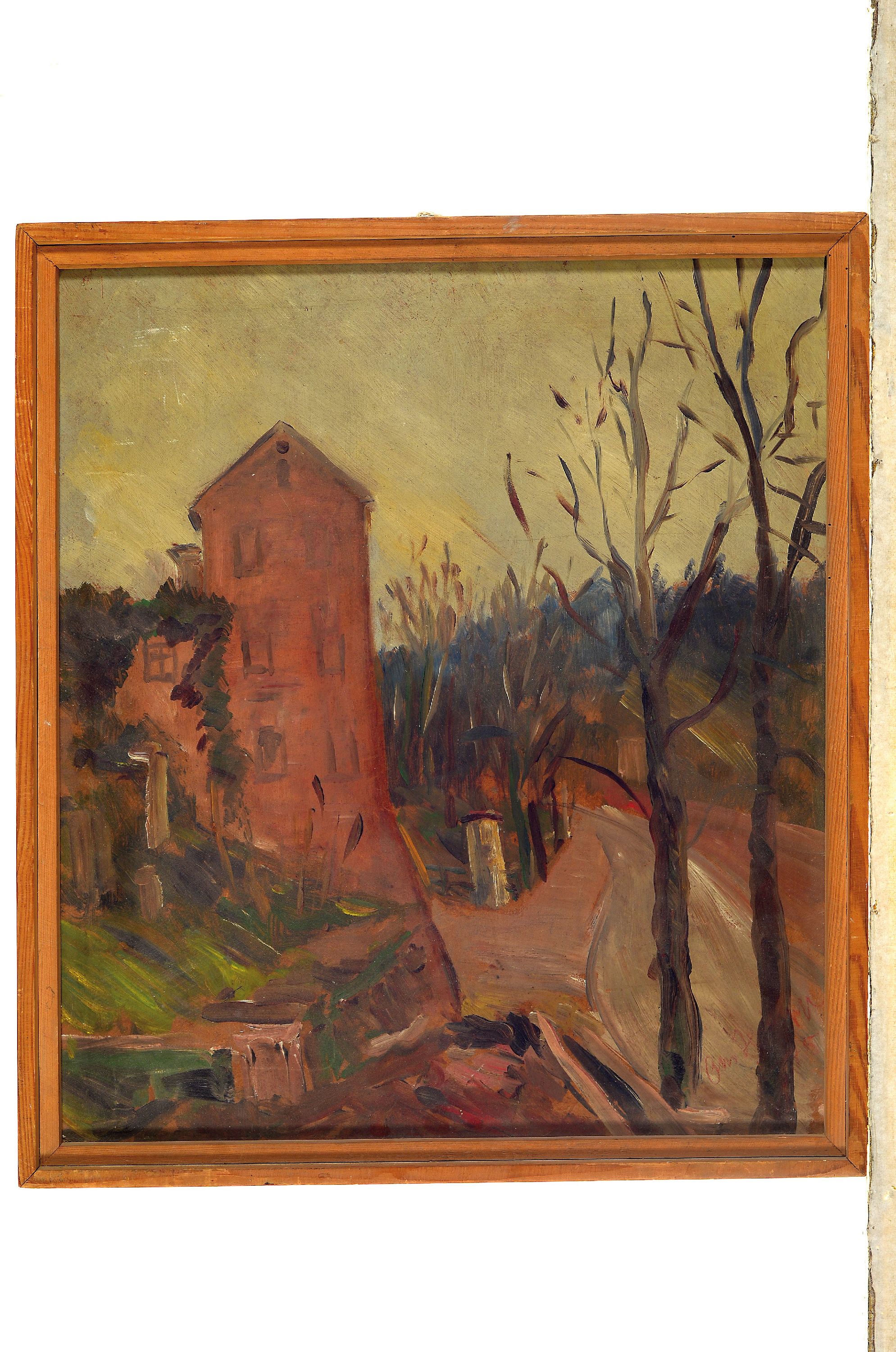 Detail k: Otto Hodapp, 1894 Heidelberg-1968 Ludwigshafen, 2 Stadtansichten, Öl/Hartfaser, eines sign., eines mit Nachlaßstempel, ca. 55x40cm bzw. 47x41cm, R.