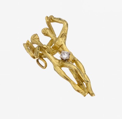 Image 18 kt Gold Brillant-Anhänger "Tanzendes Paar", GG 750/000, Anfertigung im ...