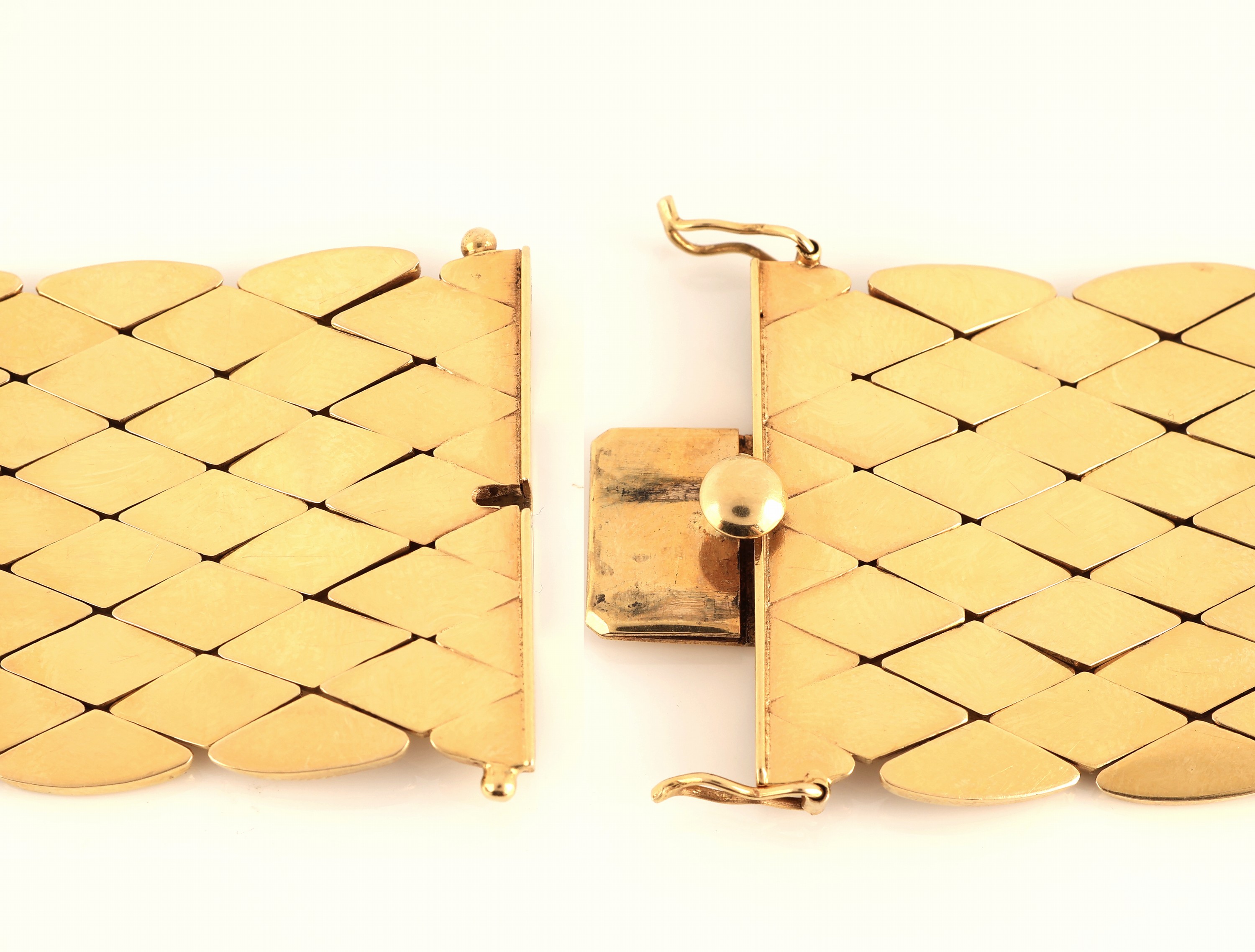 Detail a: 18 kt Gold Armband, GG 750/000, B. ca. 3 cm, L. ca. 19 cm, Kastenschloss mit 2 Sicherheitsachten, ca. 51.5 g