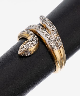 Image 26958972 - 14 kt Gold Diamant-Schlangenring, GG/WG 585/000, 28 in WG gefasste 8/8-Diamanten zus. ...
