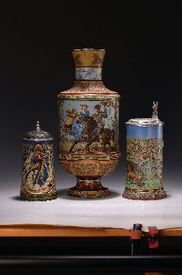 Image 26958974 - Große Kanne und 2 Deckelkrüge, Mettlach, Villeroy & Boch, 1880-1900, ...