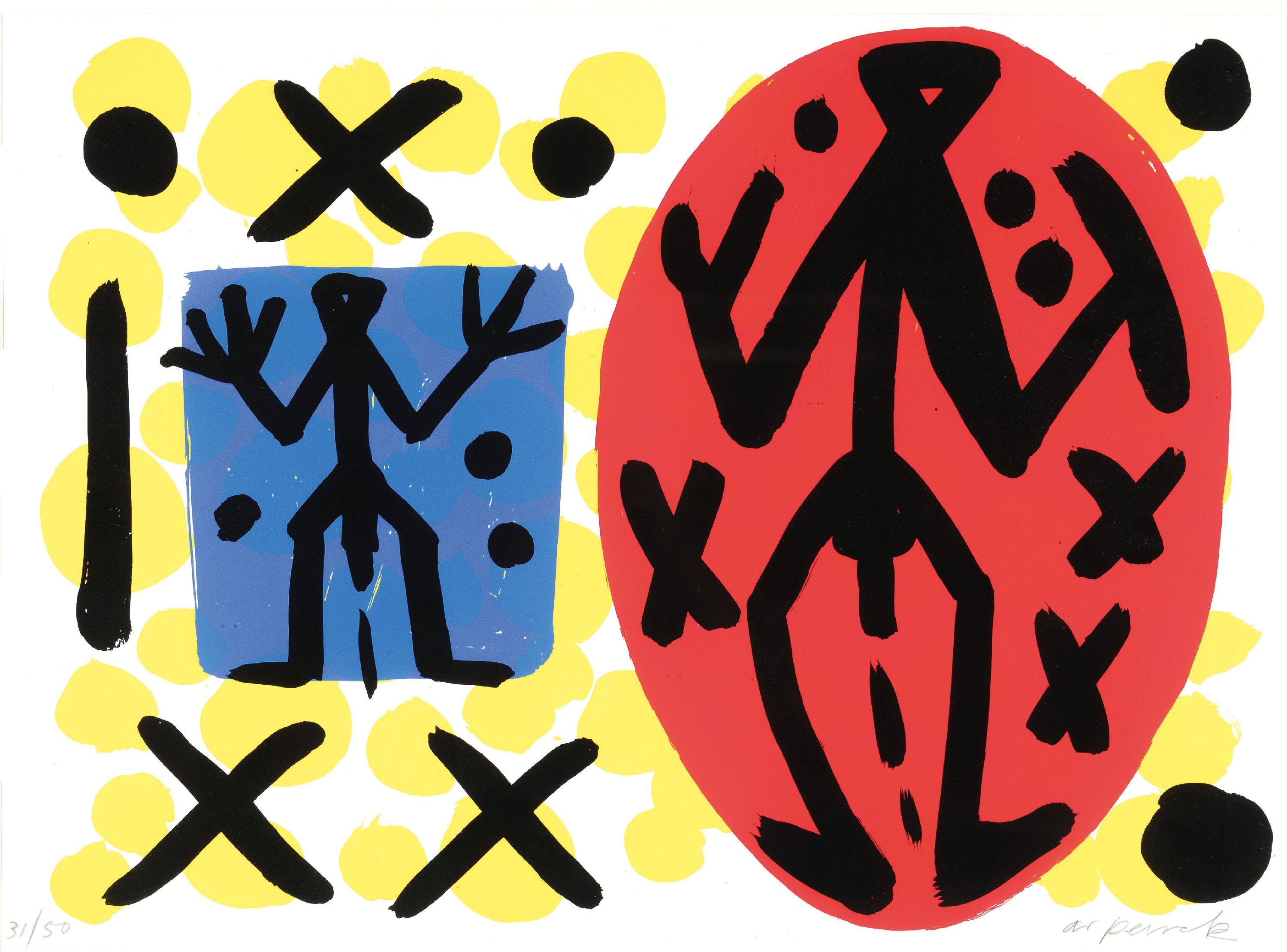 Image 26959142 - A.R. Penck, 1939 - 2017, Lustgarten, Farbsiebdruck von 1993, handsigniert und num. ...