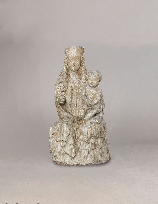 Image Bildschnitzerei, Thronende Muttergottes, rheinländisch, 15./16.Jh., Holz, ...
