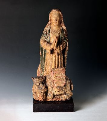 Image 26959178 - Bildschnitzerei, Wappenfigur, deutsch, 16./17.Jh., Holz, polychrom gefasst, Christus mit ...