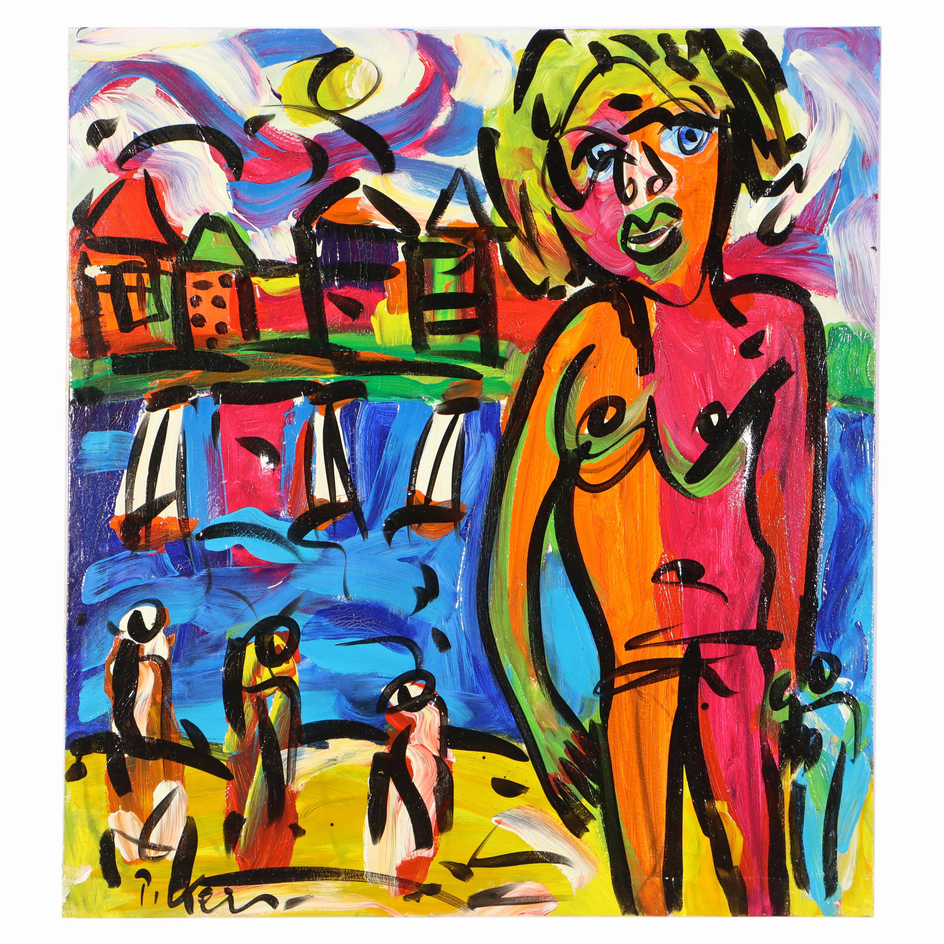Image 26959411 - Peter Robert Keil, ohne Titel, ca. 109x99 cm, signiert, Öl/Acryl Mischtechnik auf ...