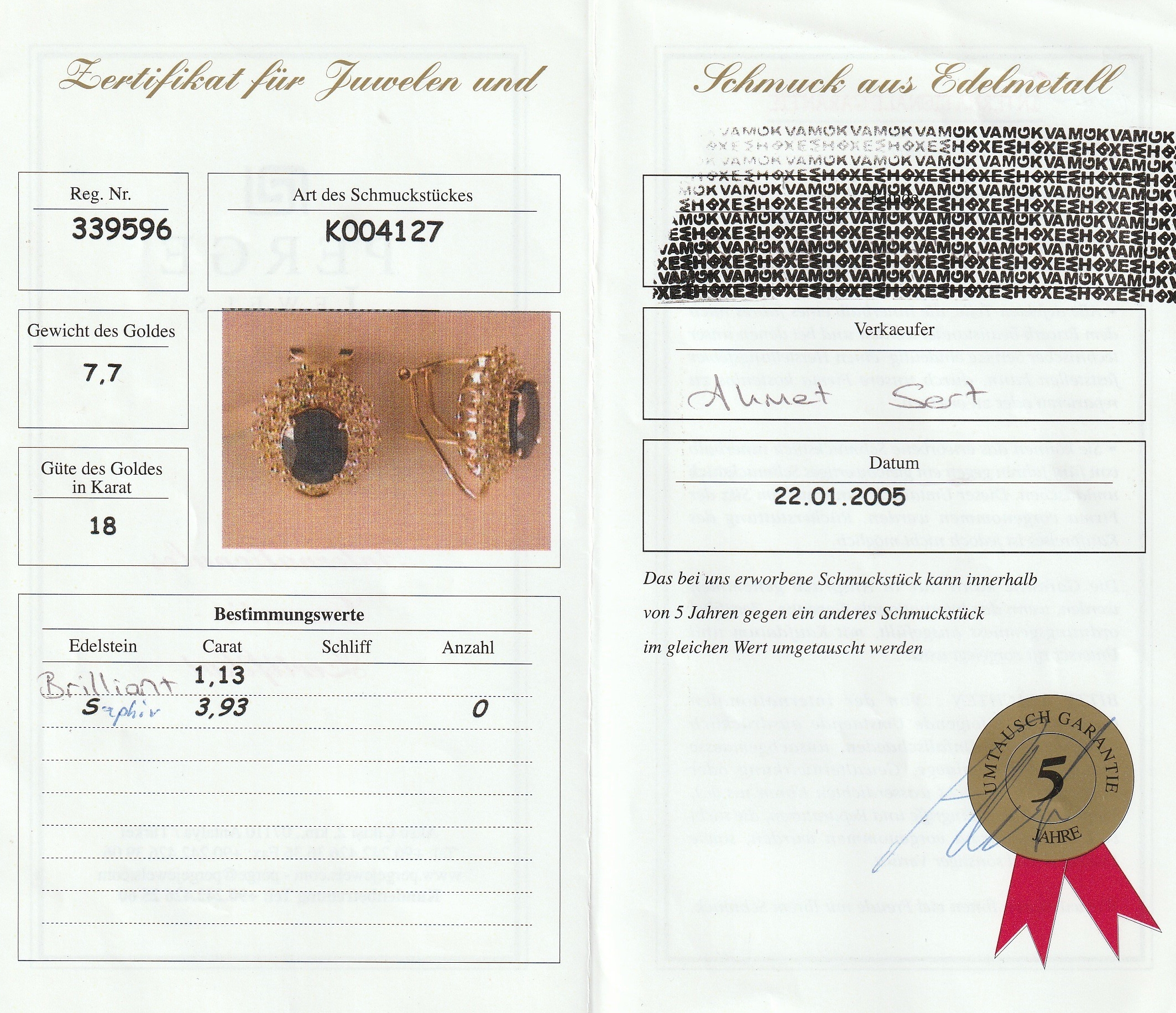 Detail a: Paar 18 kt Gold Saphir-Brillant-Ohrclips, GG 750/000, 2 ovalfacett. Saphire zus. ca. 3.93 ct, 80 Brillanten zus. ca. 1.13 ct Weiß/si-p1, ca. 7.5 g, ...
