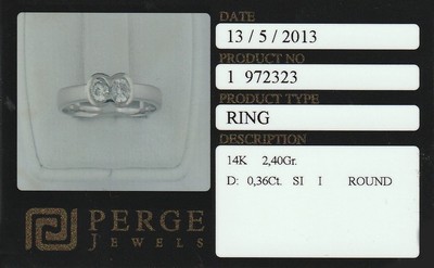 26959679a - 14 kt Gold Brillant-Ring, WG 585/000, 2 Brillanten zus. ca. 0.36 ct Weiß/p1, RW ...