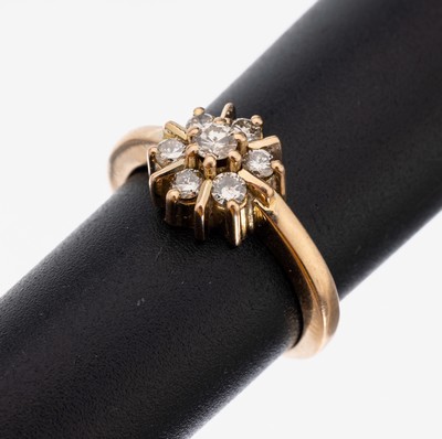 Image 26959696 - 18 kt Gold Brillant-Ring, RoseG 750/000 gepr., florale Gestaltung, 7 Brillanten zus. ...