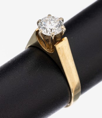 Image 26959699 - 14 kt Gold Brillant-Ring, GG 585/000, Brillant ca. 0.90 ct Weiß/p1, in hoher ...