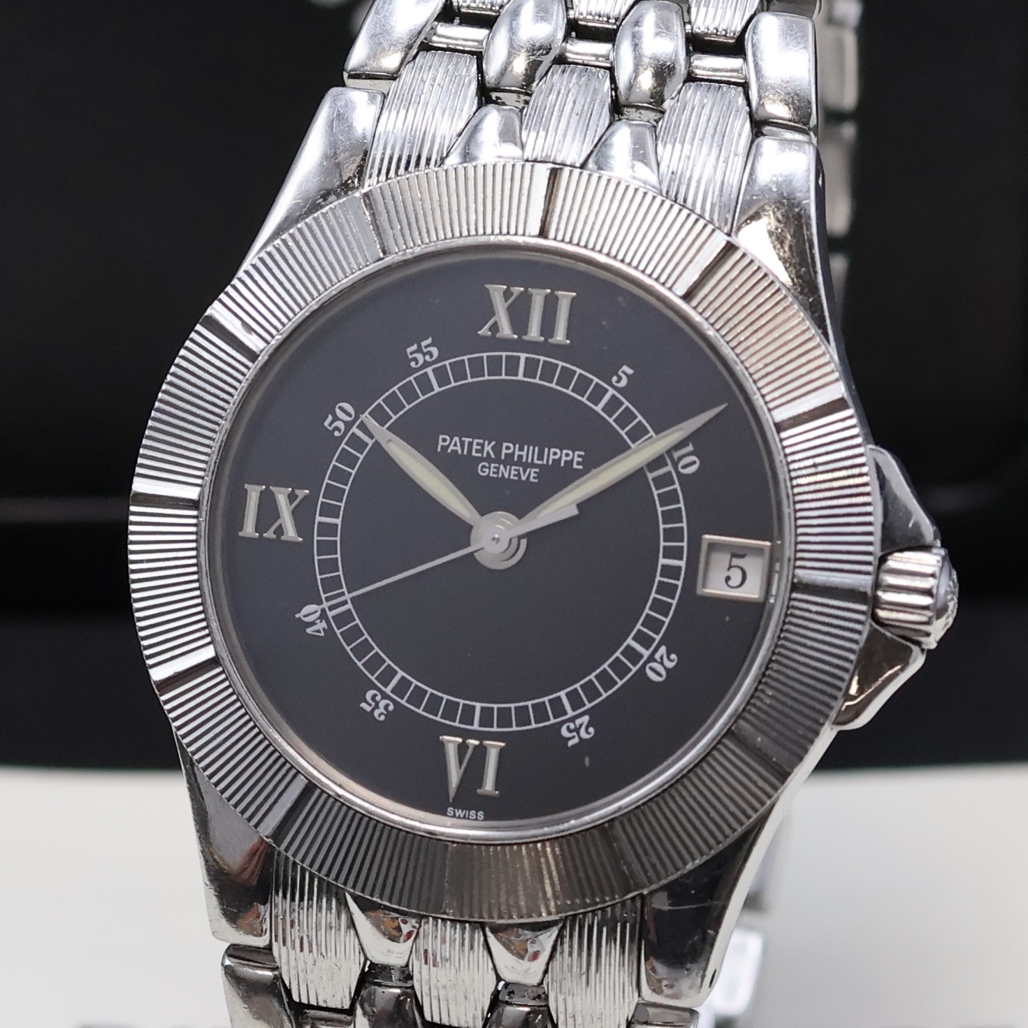 Detail a: PATEK PHILIPPE Herrenarmbanduhr Neptune Referenz 5080/1A-001, Schweiz verk. lt. beil. Pap. 07/2003, Automatik, Edelstahlgeh. inkl. orig. Gliederband ...