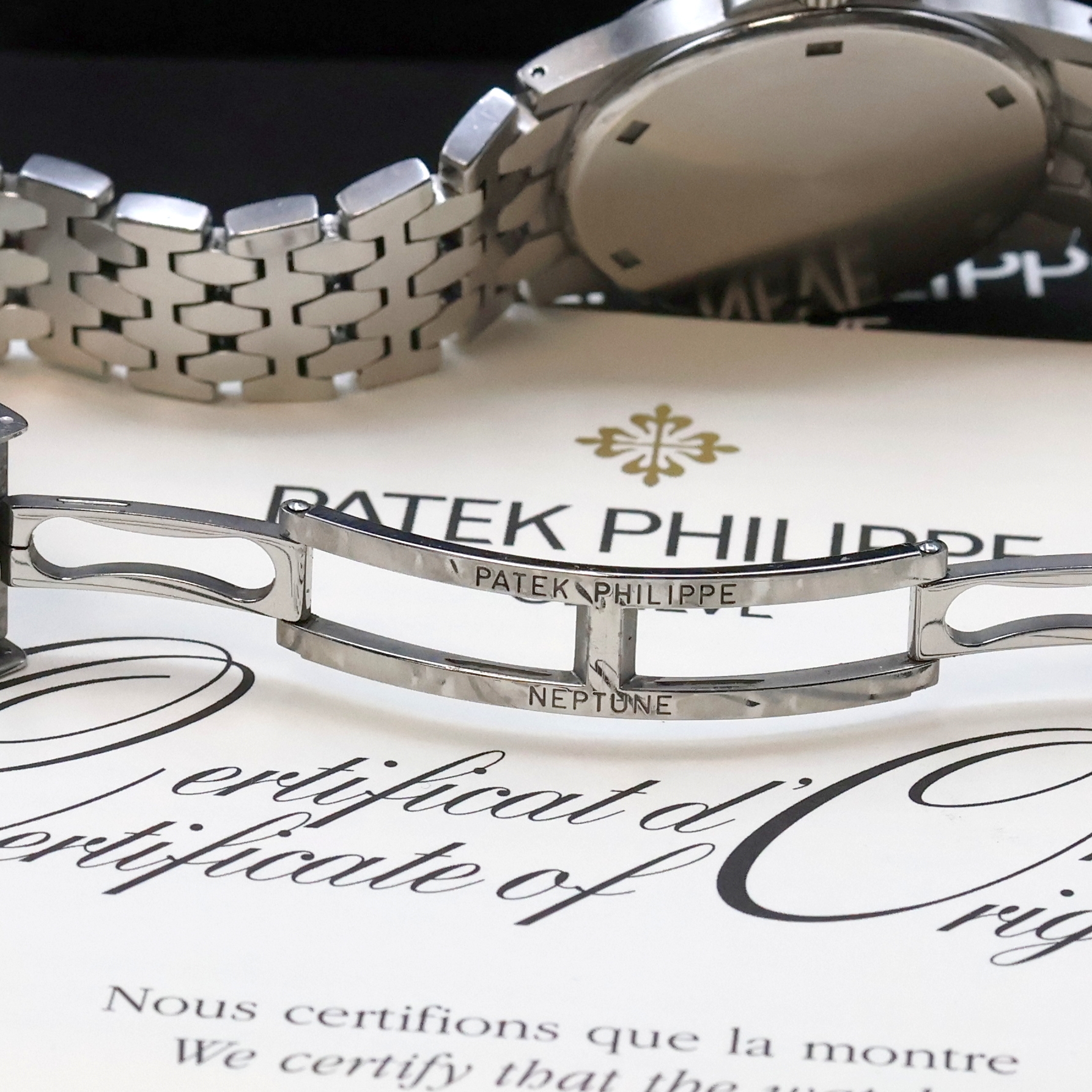 Detail c: PATEK PHILIPPE Herrenarmbanduhr Neptune Referenz 5080/1A-001, Schweiz verk. lt. beil. Pap. 07/2003, Automatik, Edelstahlgeh. inkl. orig. Gliederband ...