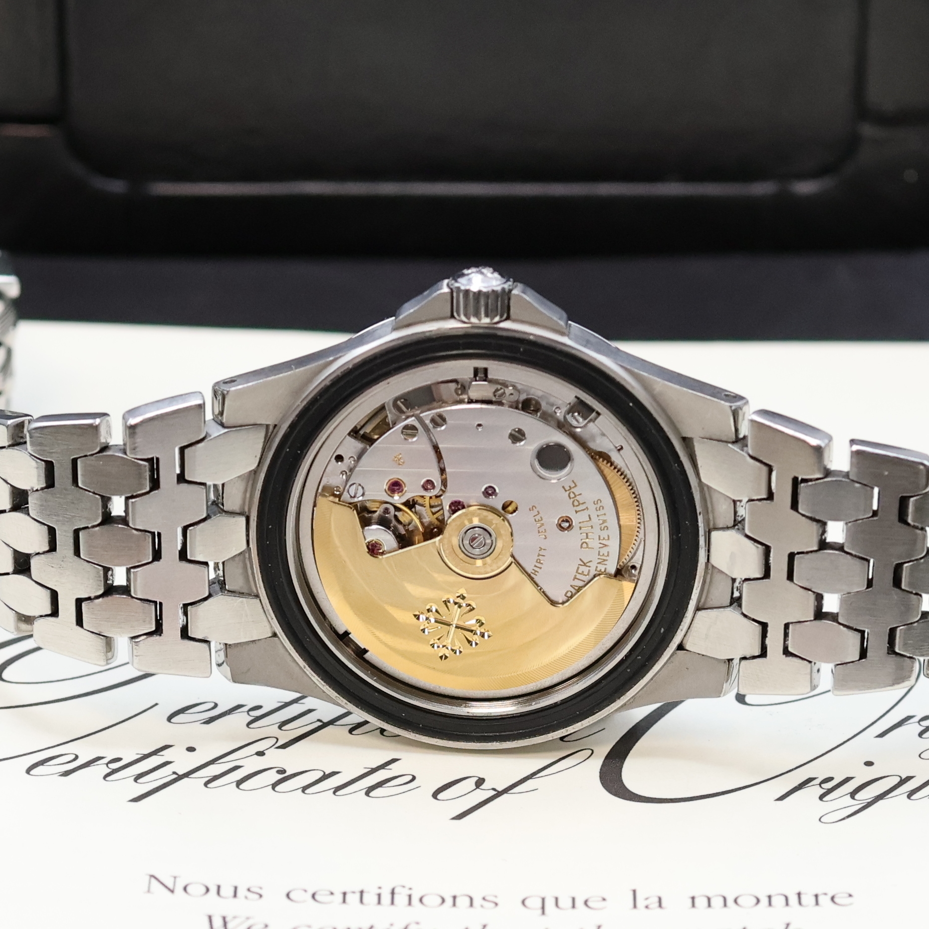 Detail f: PATEK PHILIPPE Herrenarmbanduhr Neptune Referenz 5080/1A-001, Schweiz verk. lt. beil. Pap. 07/2003, Automatik, Edelstahlgeh. inkl. orig. Gliederband ...