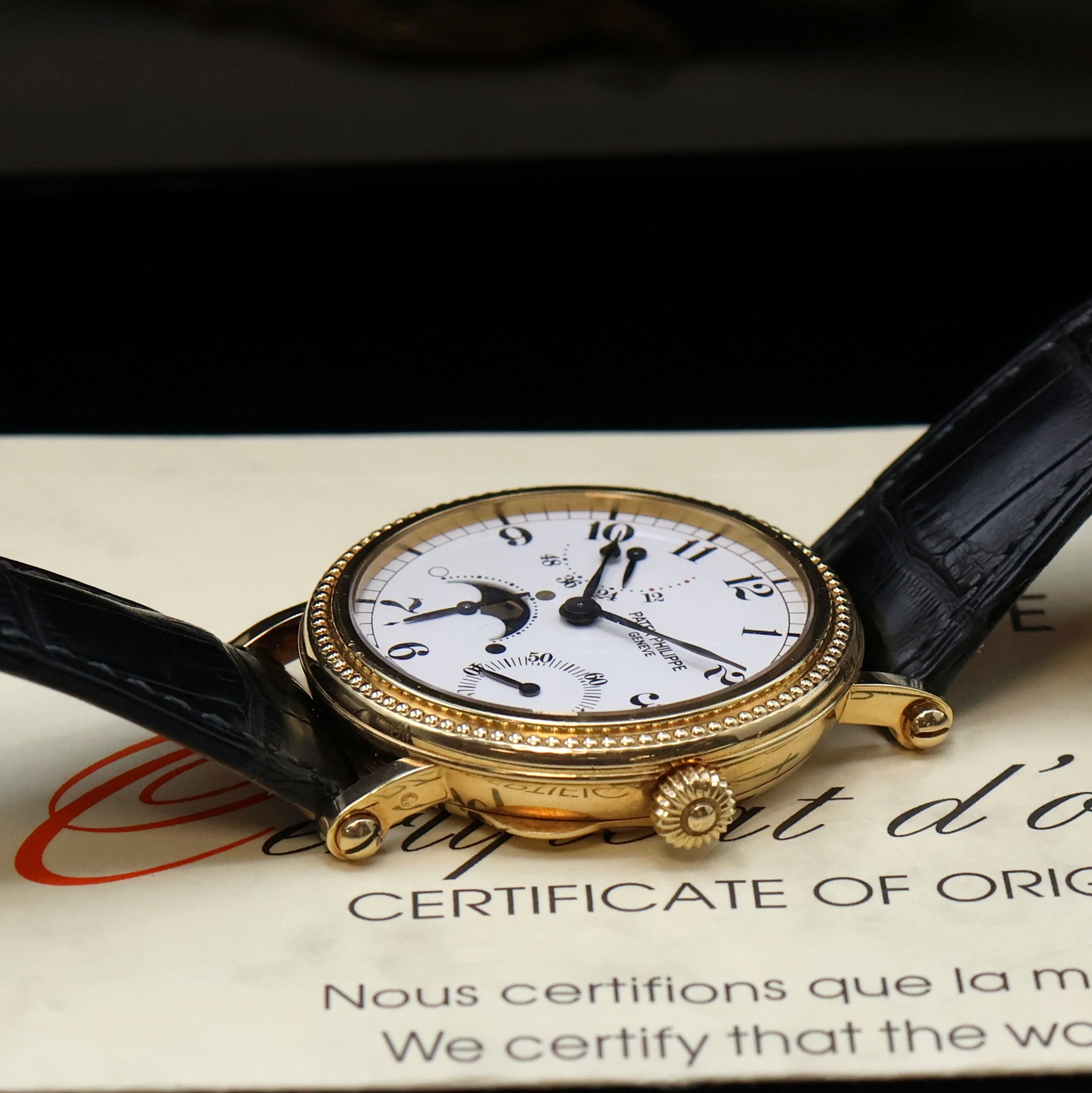 Detail c: PATEK PHILIPPE "Complications" Offizier Armbanduhr Referenz 5015 in GG 750/000, Schweiz um 1993, Automatik, Scharnierboden, Korrekturdr. ...