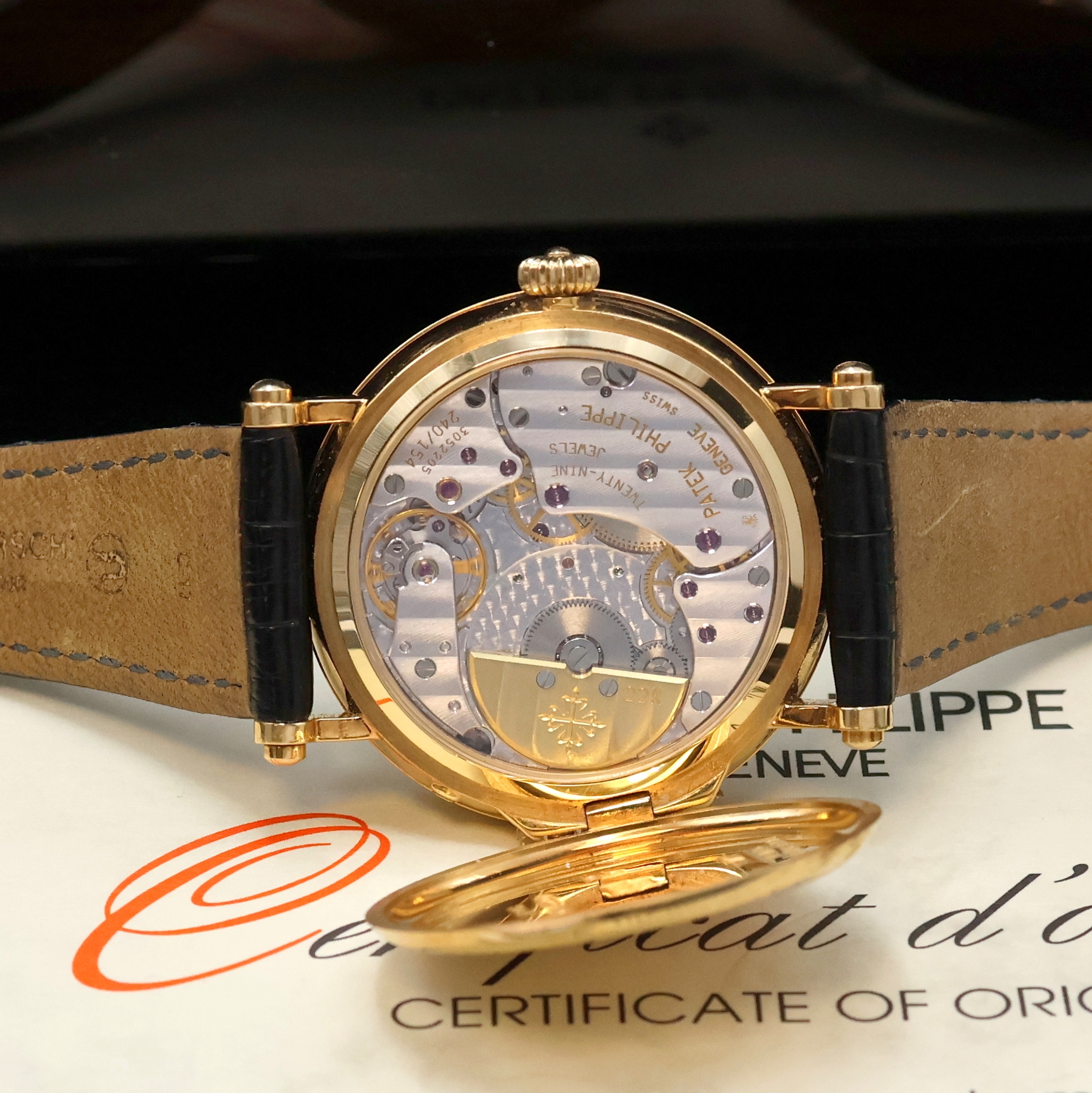 Detail g: PATEK PHILIPPE "Complications" Offizier Armbanduhr Referenz 5015 in GG 750/000, Schweiz um 1993, Automatik, Scharnierboden, Korrekturdr. ...