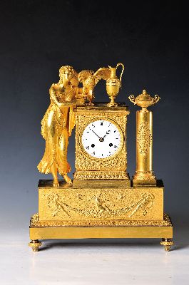 Image 26960013 - Pendule, Frankreich, um 1820, Empire, verziertes und vergoldetes Bronzegehäuse, ...