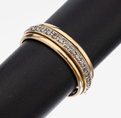 Image 26960024 - 14 kt Gold Brillant-Ring, GG/WG 585/000, drehbares Mittelteil rundum bes. mit 35 ...