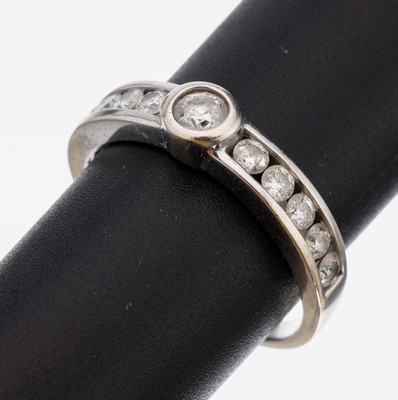 Image 26960026 - 14 kt Gold Brillant-Ring, WG 585/000, 1 Brillant ca. 0.25 ct Weiß/si, 10 ...