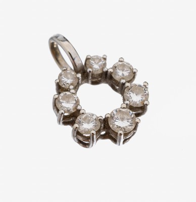 Image 26960041 - 18 kt Gold Brillant-Anhänger, WG 750/000, 7Brillanten zus. ca. 0.50 ct ...