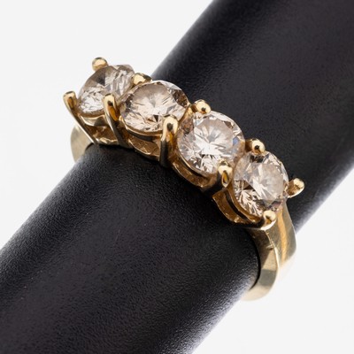 Image 26960042 - 14 kt Gold Brillant-Ring, GG 585/000, 4 Brillanten zus. ca. 2.00 ct get.Weiß/p, ...