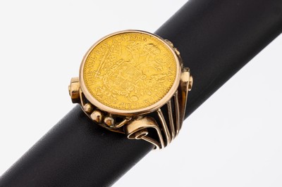 Image 26960047 - 14 kt Gold Münzring, GG 585/000 gepr., aufwändige Goldschmiedearbeit mit ...