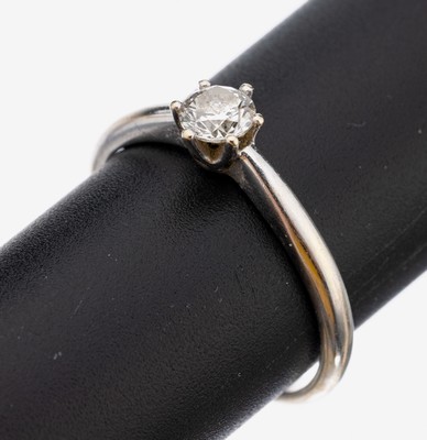 Image 14 kt Gold Brillant-Ring, WG 585/000, 1 Brillant ca. 0.40 ct Weiß/p, Meistermarke ...