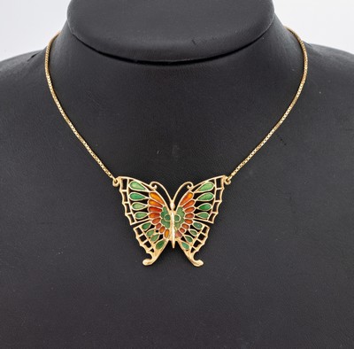 Image 26960055 - 18 kt Gold Collier "Schmetterling", GG 750/000, gepr., Schmetterling mit ...