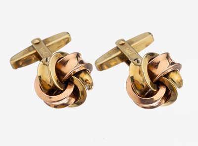 Image Paar 14 kt Gold Manschettenknöpfe, GG/RG 585/000, klassische Knotenform, ...