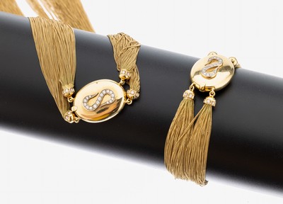 Image 26960083 - 18 kt Gold Schmuckset, GG 750/000, best. aus: Collier und Armband jeweils mehrreihig ...