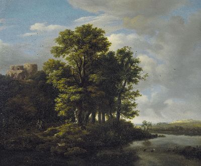Image 26960635 - Unbekannter Spätromantiker, 2. Hälfte, 20. Jh., Ruinenlandschaft mit Paar und ...