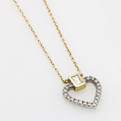 Image 26960664 - Collier "Herz" mit Diamant und Brillanten, GG 585/000, Diam. ca. 0.05 ct u. ...