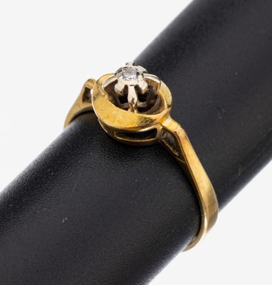 Image 26960704 - 14 kt Gold Diamant-Ring, GG/WG 585/000, schlicht, kl. 8/8-Diamant, RW 54, ca. 2.3 g