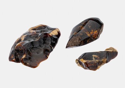 Image Konvolut 3 große mehrfarbiger Bernsteine aus Jambi (West-Sumatra), Indonesien, ...