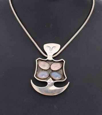 Image Ausgefallenes Collier, wohl Skandinavien 1970er Jahre, in Form einer stilisierten ...